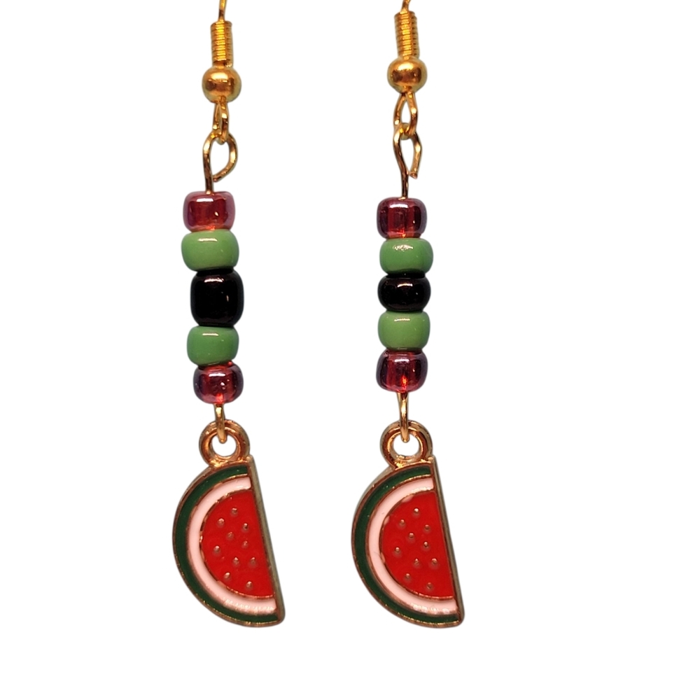 Watermelon Beaded Dangle Earrings